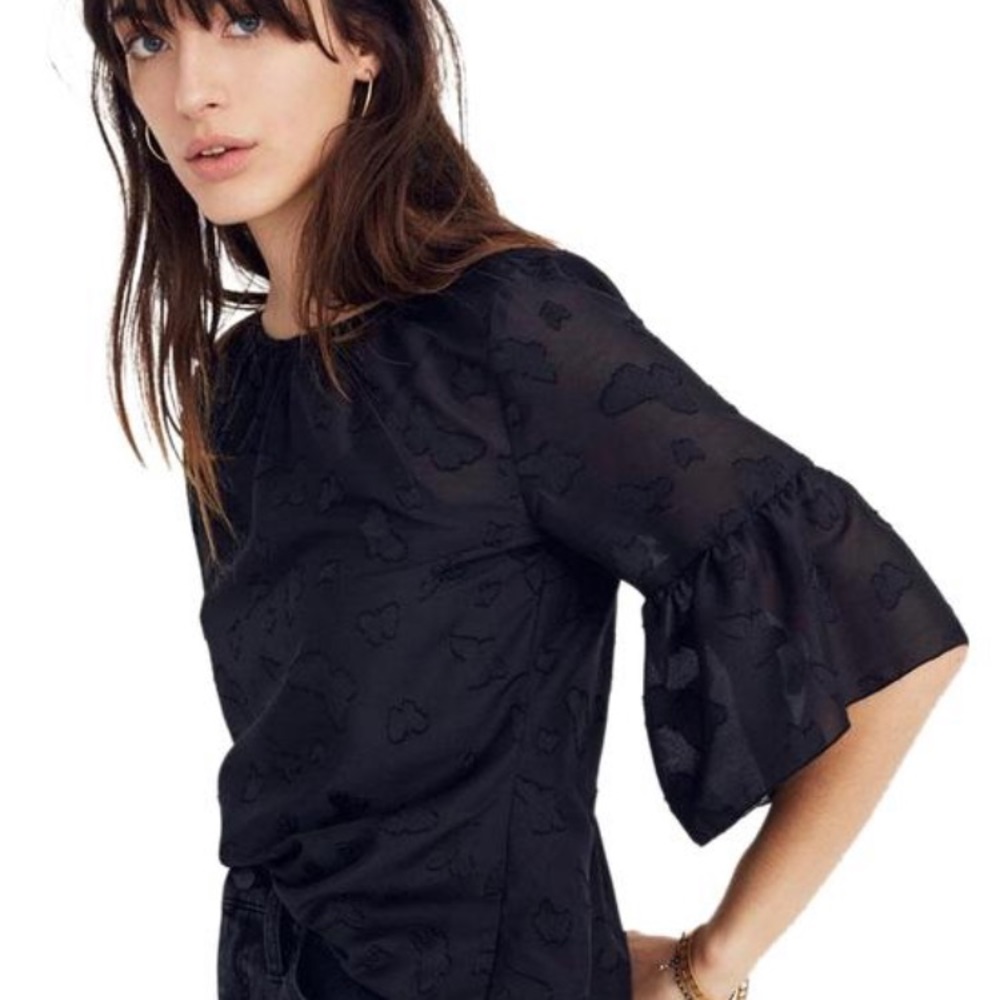 Madewell black jacquard butterfly top